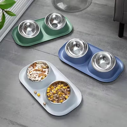Pet Food Bowl with a Stainless Steel Bowl,Removable and Washable