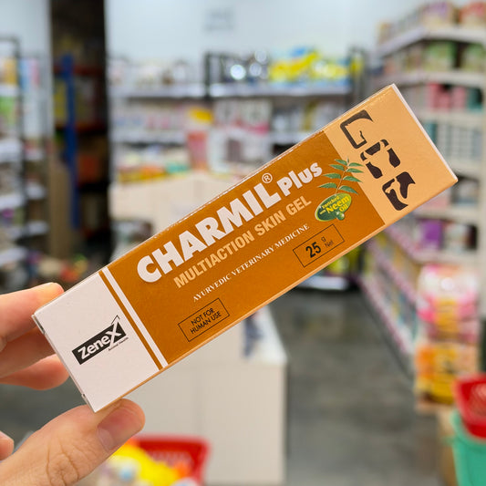 Zenex CHARMIL Plus Multiaction Skin Gel - 25g (တိရစ္ဆာန်သုံး သဘာဝသစ်ဥသစ်ဖု အရေပြားနှင့် ဒဏ်ရာလိမ်းဂျယ်လ်)