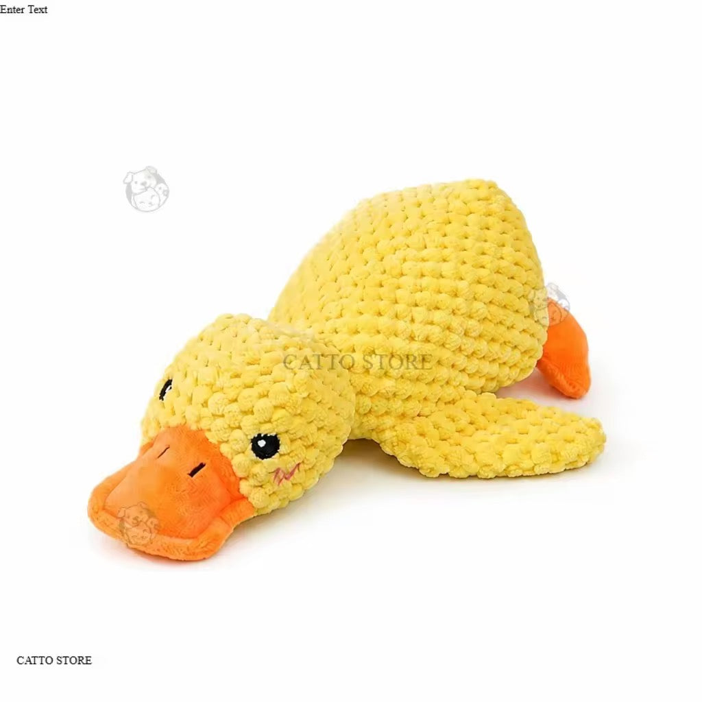 Durable Waffle-Knit Plush Duck Pet Toy