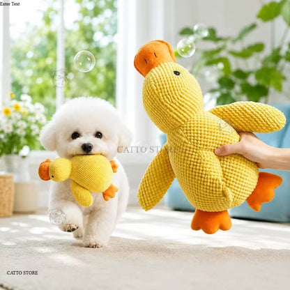 Durable Waffle-Knit Plush Duck Pet Toy